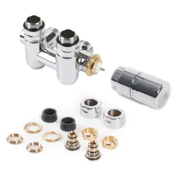 3-axis thermostatic valve and lockshield integrated with T-piece set